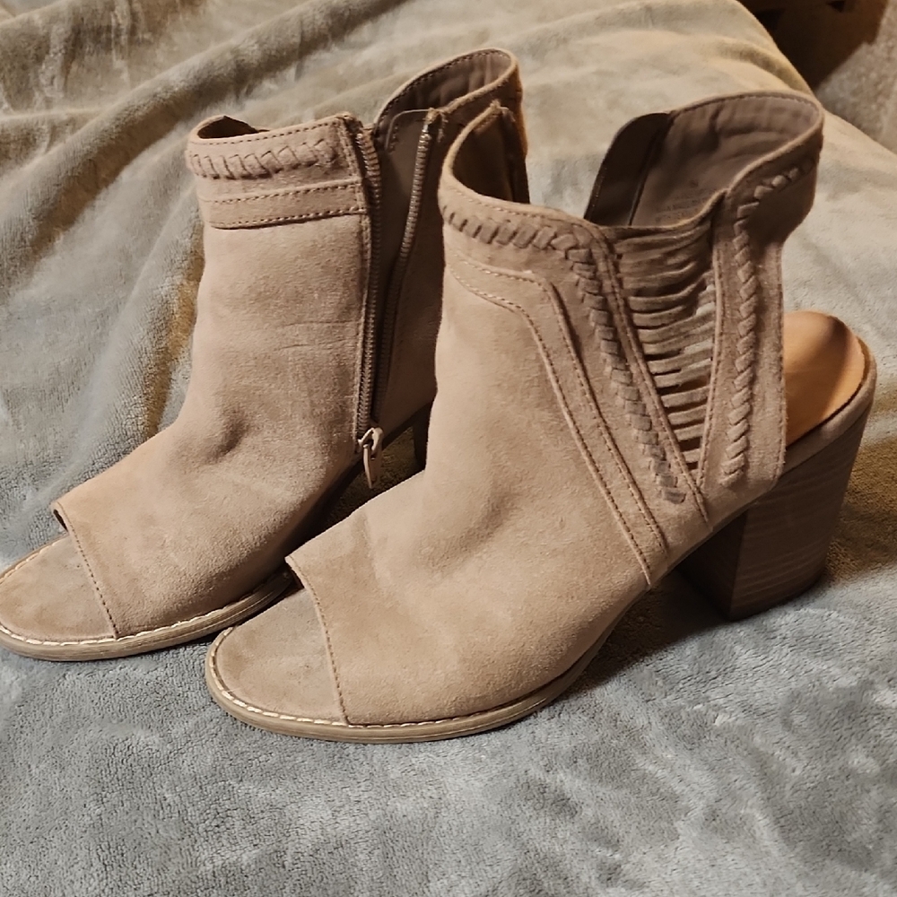 Target Tan Heeled Peep-Toe Boots